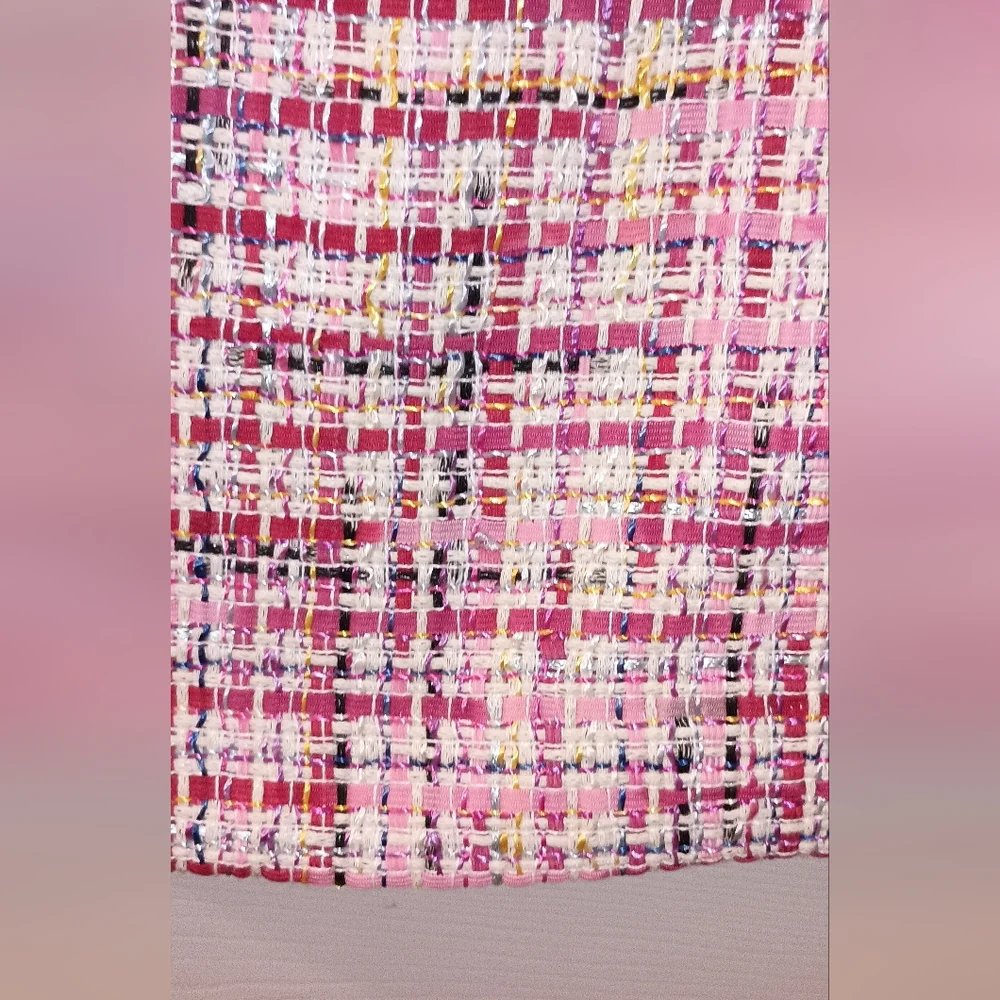 Talbots RSVP Pink Tweed Ribbon Sleeveless shift dress size 2 Petite - Picture 6 of 10